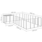Ezüstszínű acél kutyakennel 10,89 m² 6