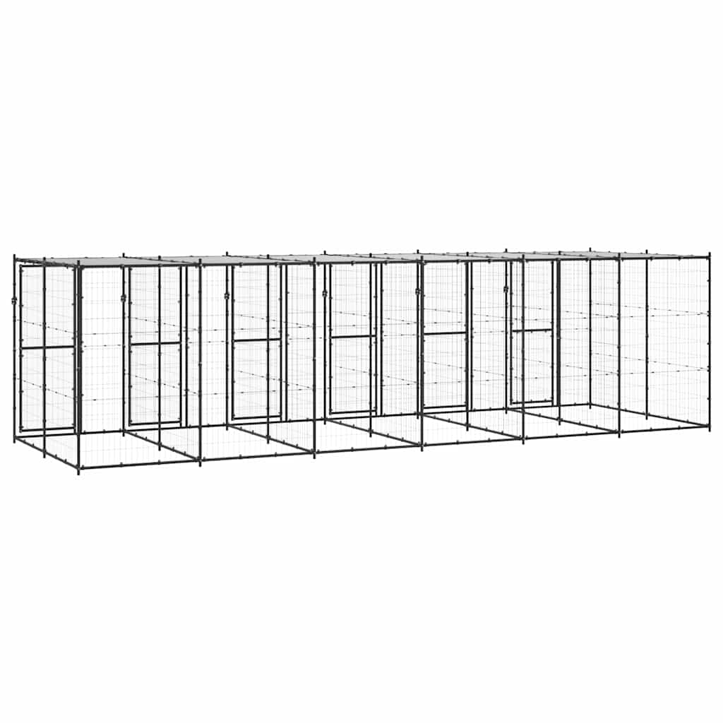 Kültéri acél kutyakennel tetővel 14,52 m² 4