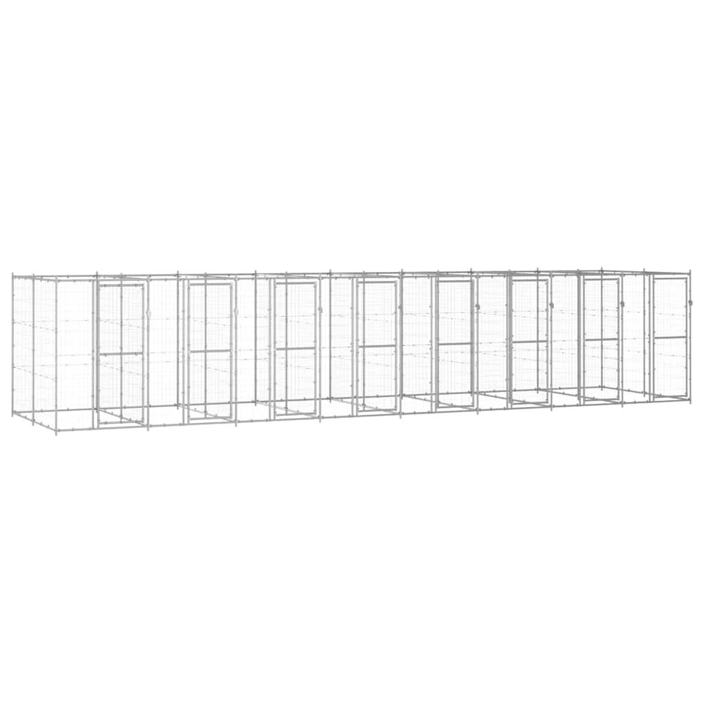Kültéri horganyozott acél kutyakennel 19,36 m²