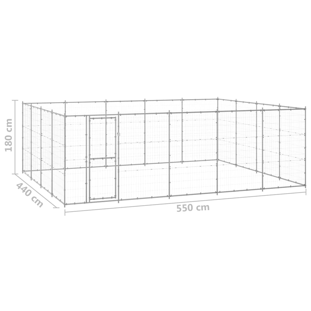 Kültéri horganyozott acél kutyakennel 24,2 m² 6