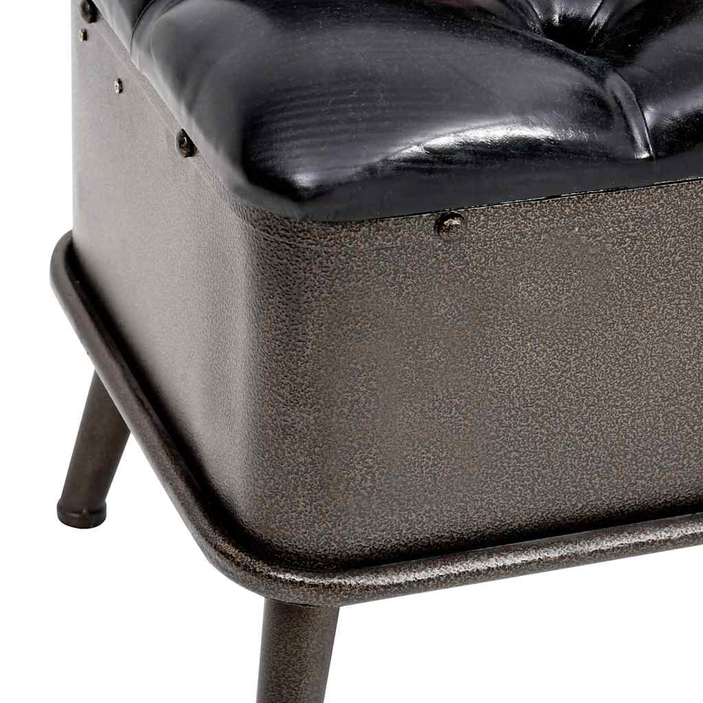 Fekete műbőr tárolópad háttámlával 110 cm 7