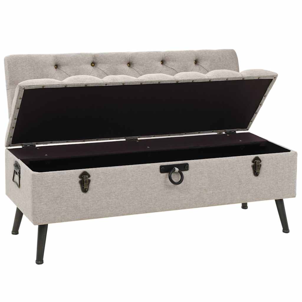 Krémszínű szövet tárolópad háttámlával 110 cm 2