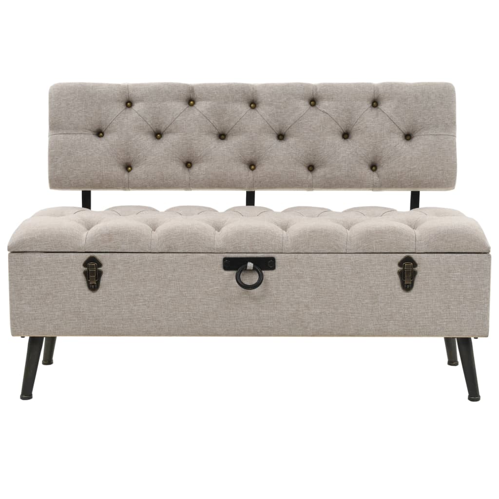 Krémszínű szövet tárolópad háttámlával 110 cm 3