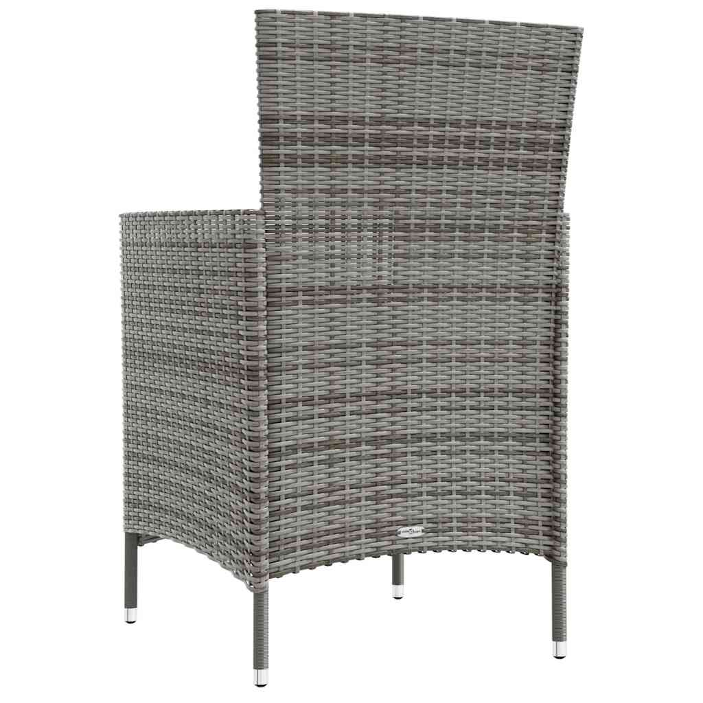 4 db szürke polyrattan kerti szék párnával 5