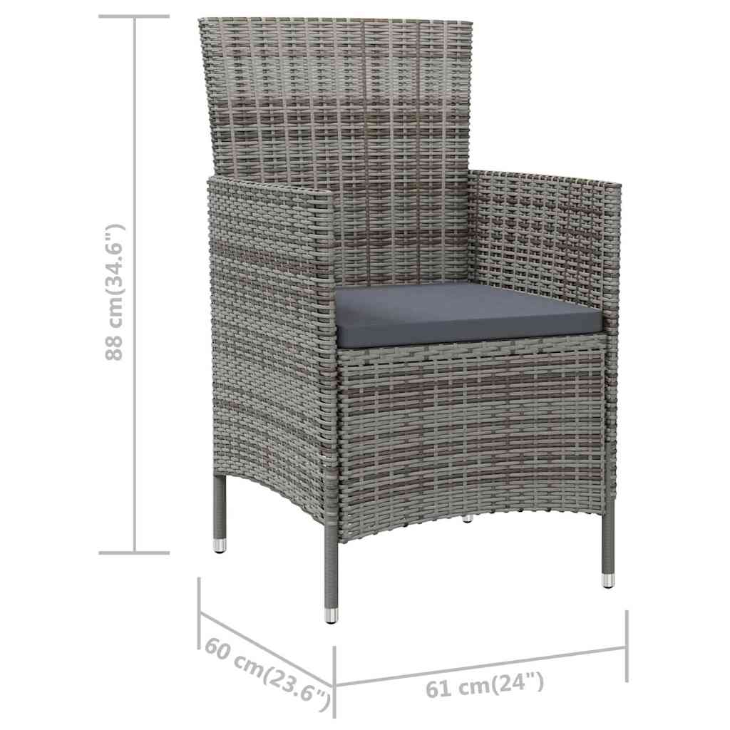 4 db szürke polyrattan kerti szék párnával 7