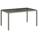 Szürke polyrattan és edzett üveg kerti asztal 150 x 90 x 75 cm 2