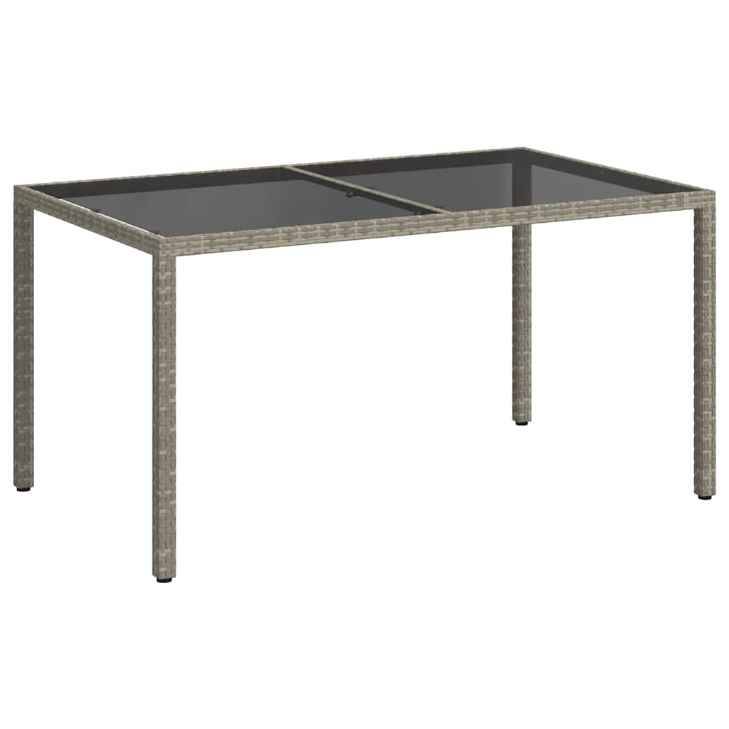 Szürke polyrattan és edzett üveg kerti asztal 150 x 90 x 75 cm 2