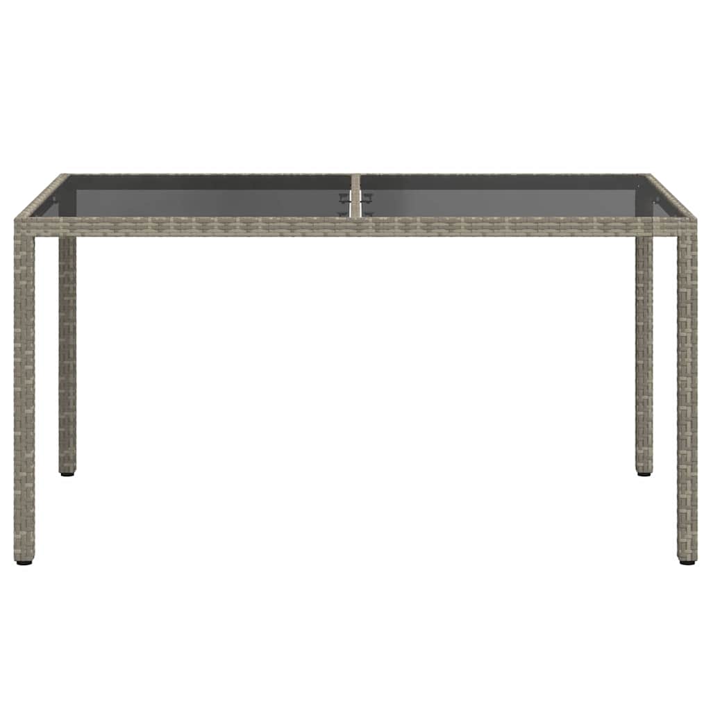 Szürke polyrattan és edzett üveg kerti asztal 150 x 90 x 75 cm 3