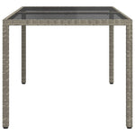 Szürke polyrattan és edzett üveg kerti asztal 150 x 90 x 75 cm 4