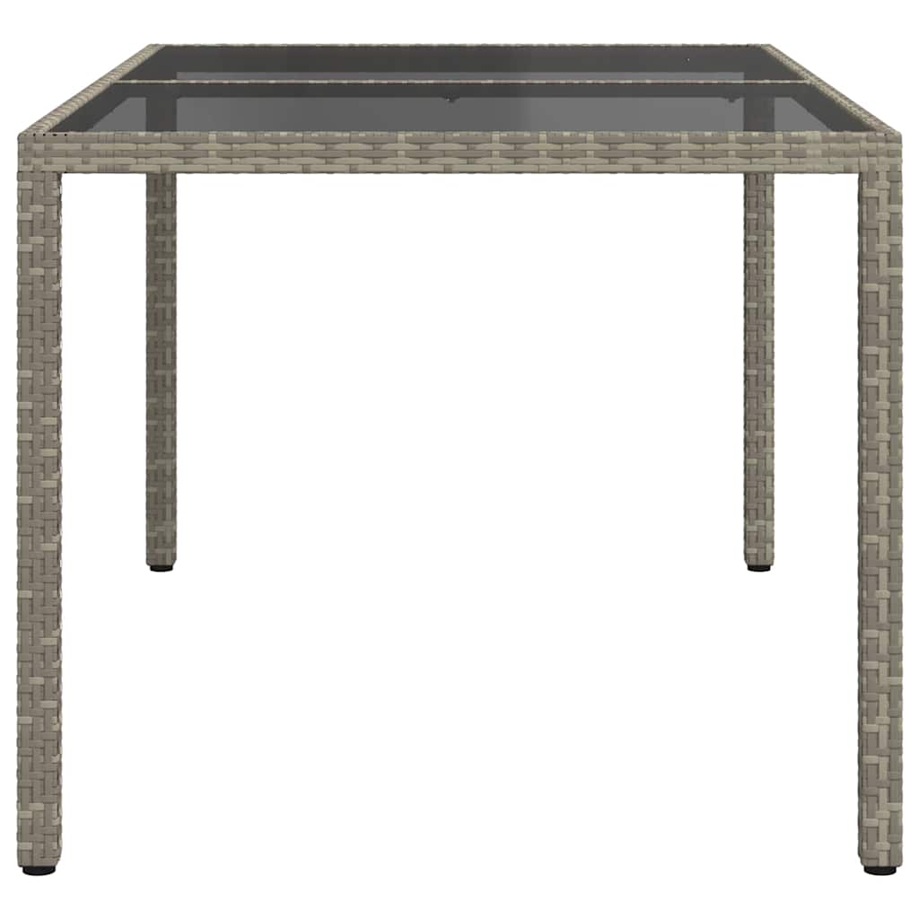 Szürke polyrattan és edzett üveg kerti asztal 150 x 90 x 75 cm 4