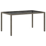Szürke polyrattan és edzett üveg kerti asztal 150 x 90 x 75 cm 5