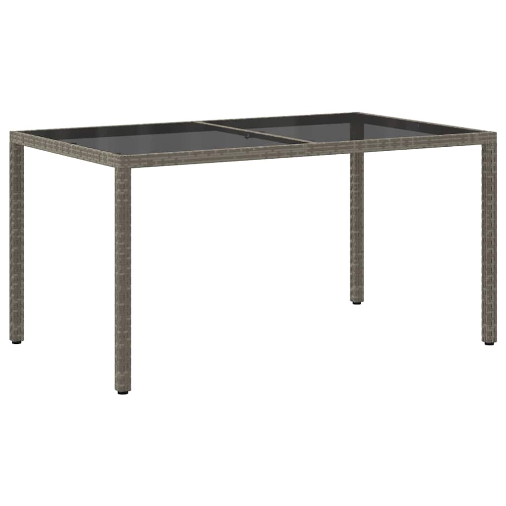 Szürke polyrattan és edzett üveg kerti asztal 150 x 90 x 75 cm 5