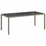 Szürke polyrattan és edzett üveg kerti asztal 190 x 90 x 75 cm 2