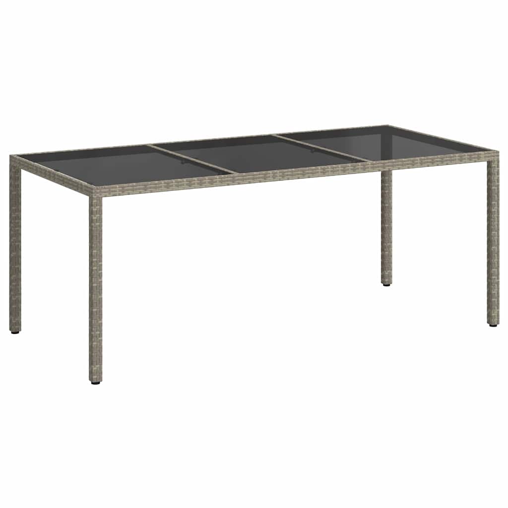 Szürke polyrattan és edzett üveg kerti asztal 190 x 90 x 75 cm 2