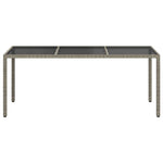 Szürke polyrattan és edzett üveg kerti asztal 190 x 90 x 75 cm 3