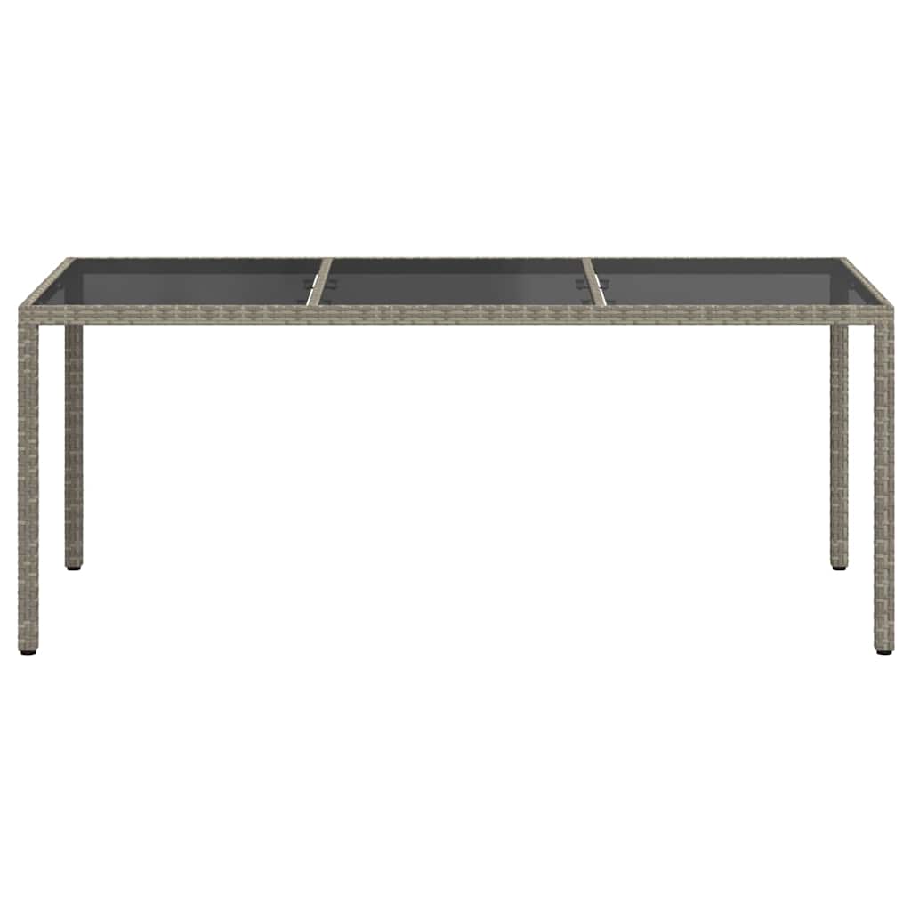 Szürke polyrattan és edzett üveg kerti asztal 190 x 90 x 75 cm 3
