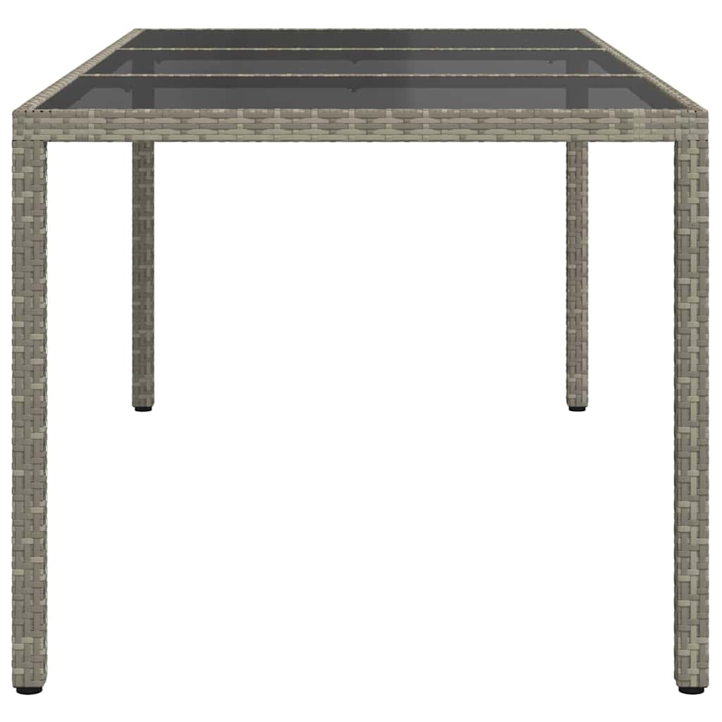 Szürke polyrattan és edzett üveg kerti asztal 190 x 90 x 75 cm 4
