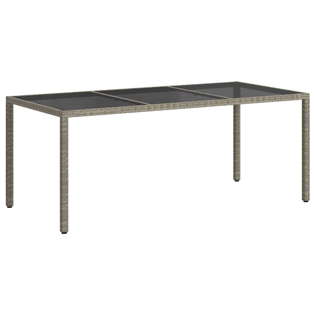 Szürke polyrattan és edzett üveg kerti asztal 190 x 90 x 75 cm 5
