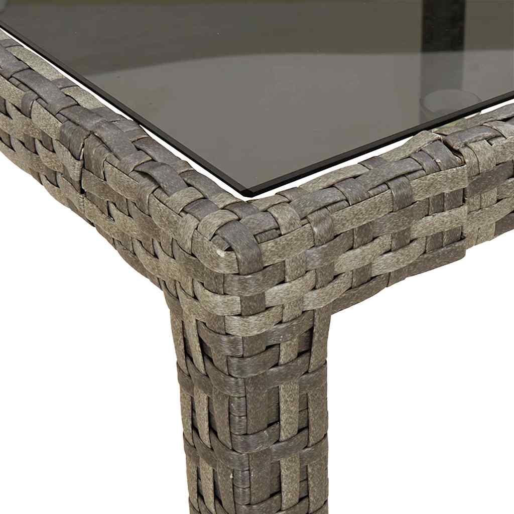 Szürke polyrattan és edzett üveg kerti asztal 190 x 90 x 75 cm 6
