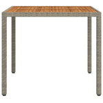 Szürke polyrattan és akácfa kerti asztal 90 x 90 x 75 cm 3