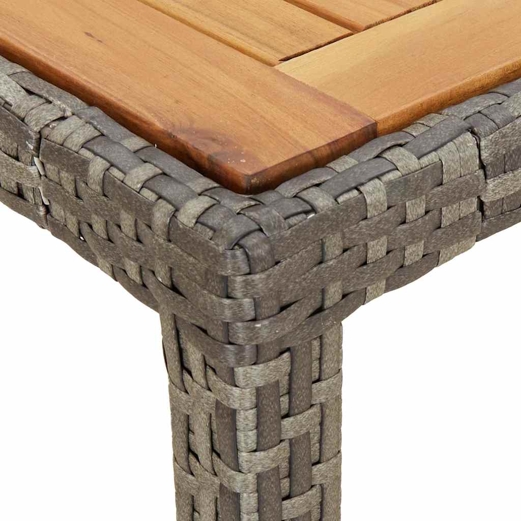 Szürke polyrattan és akácfa kerti asztal 90 x 90 x 75 cm 6