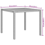 Szürke polyrattan és akácfa kerti asztal 90 x 90 x 75 cm 7