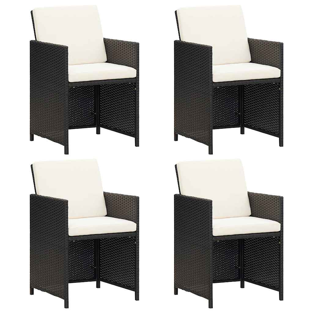 4 db fekete polyrattan kerti szék
