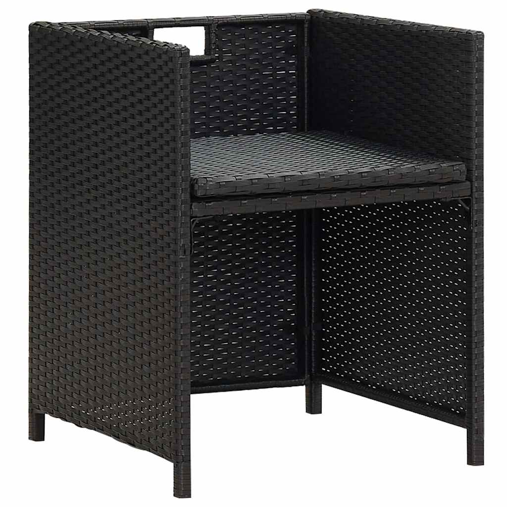 4 db fekete polyrattan kerti szék 8