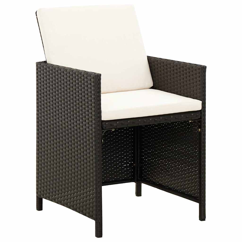 4 részes fekete kerti polyrattan szék- és zsámolyszett 2