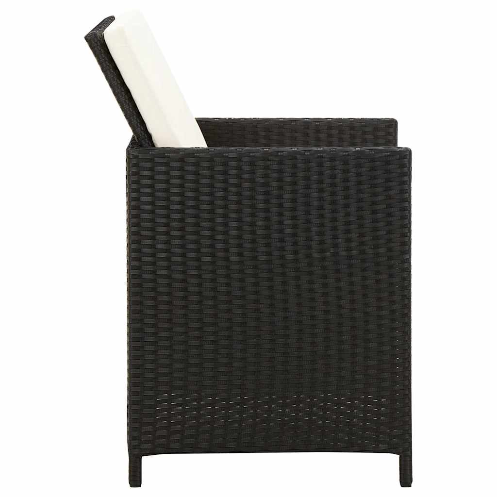 4 részes fekete kerti polyrattan szék- és zsámolyszett 4
