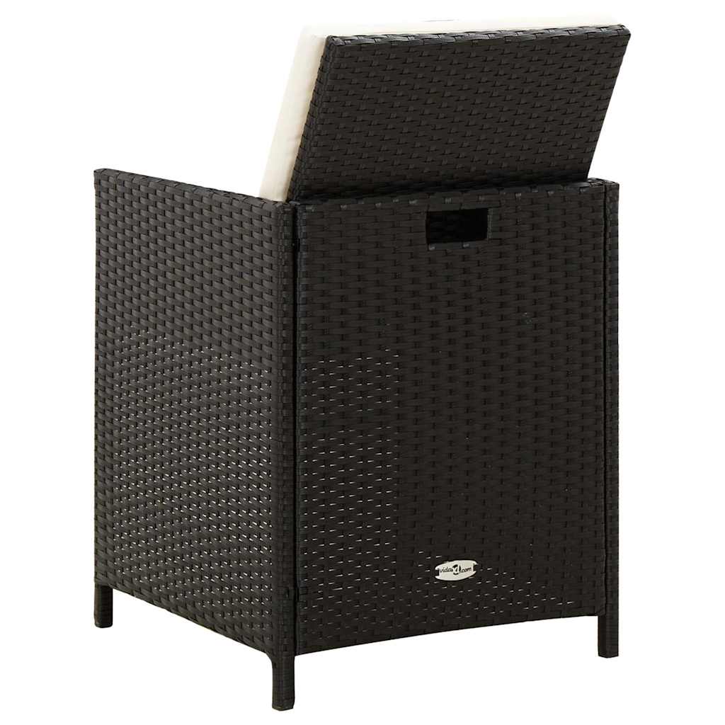 4 részes fekete kerti polyrattan szék- és zsámolyszett 5