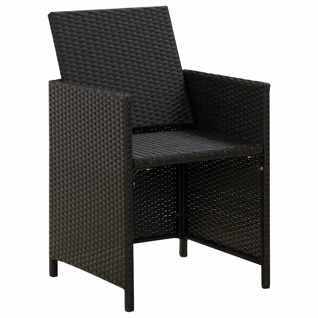 4 részes fekete kerti polyrattan szék- és zsámolyszett 6