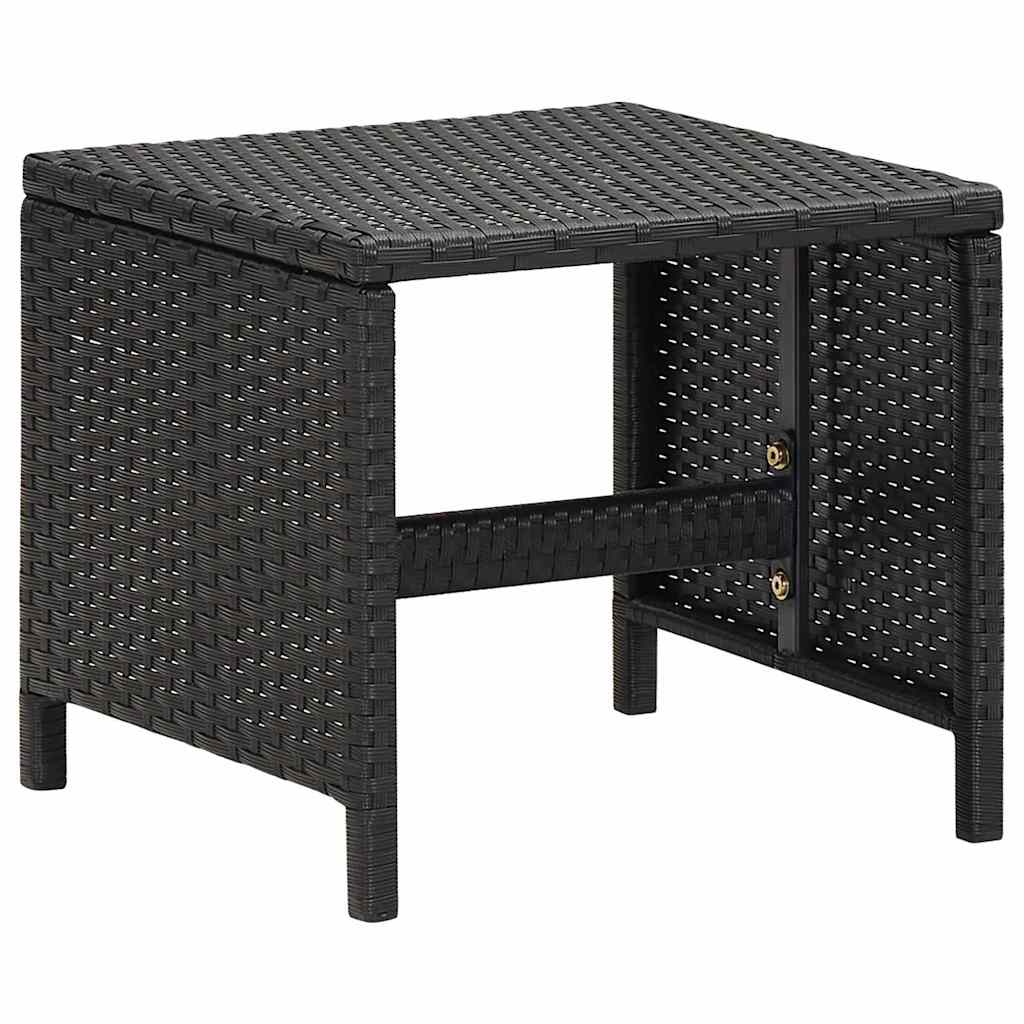 4 részes fekete kerti polyrattan szék- és zsámolyszett 10