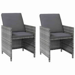 4 részes szürke kerti polyrattan szék- és zsámolyszett 3