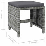 4 részes szürke kerti polyrattan szék- és zsámolyszett 12