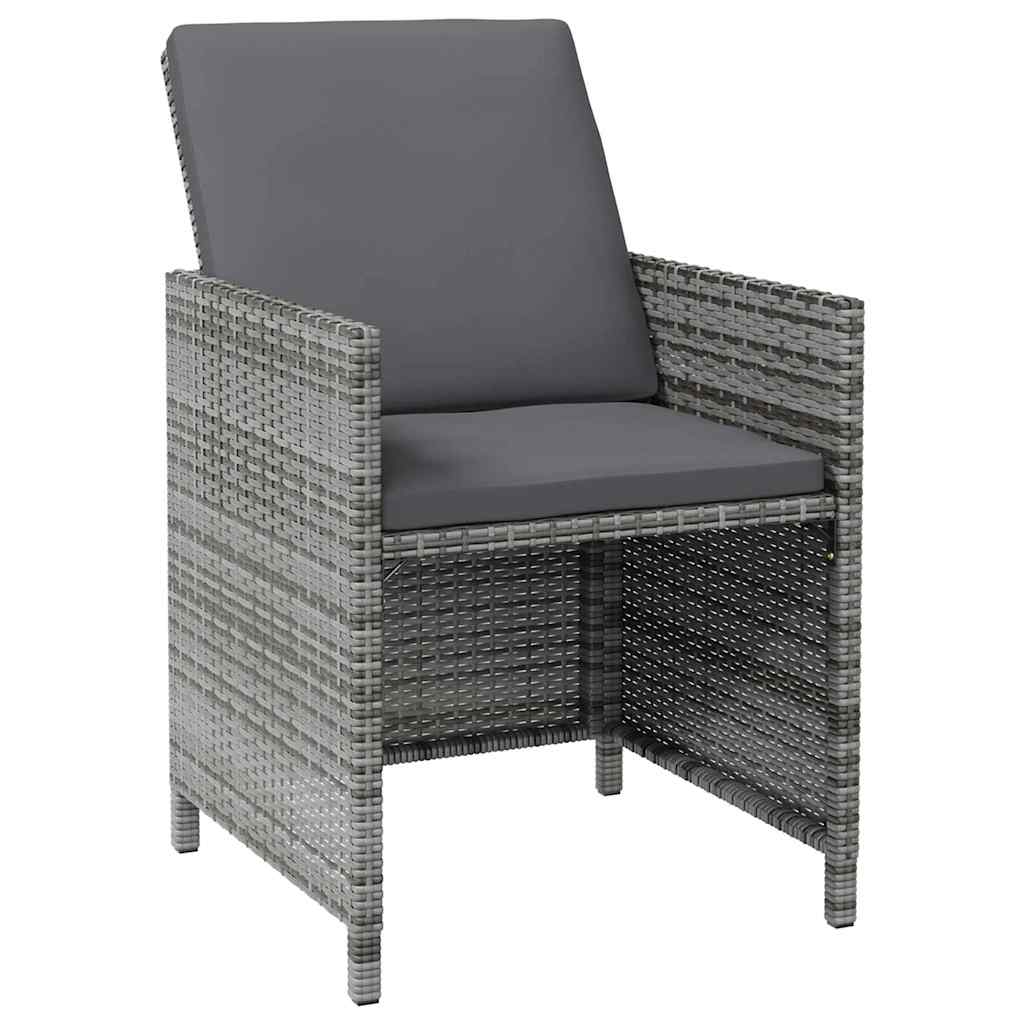 4 részes szürke kerti polyrattan szék- és zsámolyszett 4