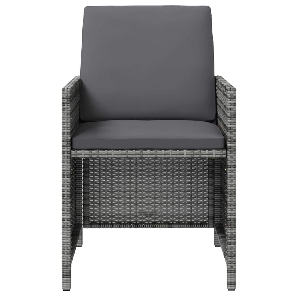 4 részes szürke kerti polyrattan szék- és zsámolyszett 5