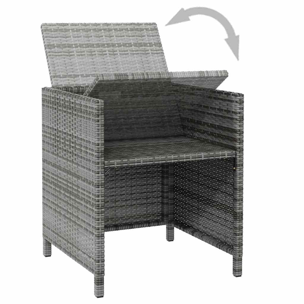 4 részes szürke kerti polyrattan szék- és zsámolyszett 6