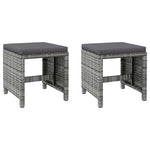 4 részes szürke kerti polyrattan szék- és zsámolyszett 7