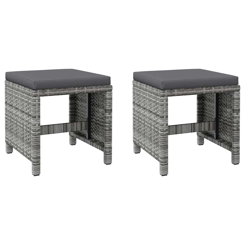 4 részes szürke kerti polyrattan szék- és zsámolyszett 7