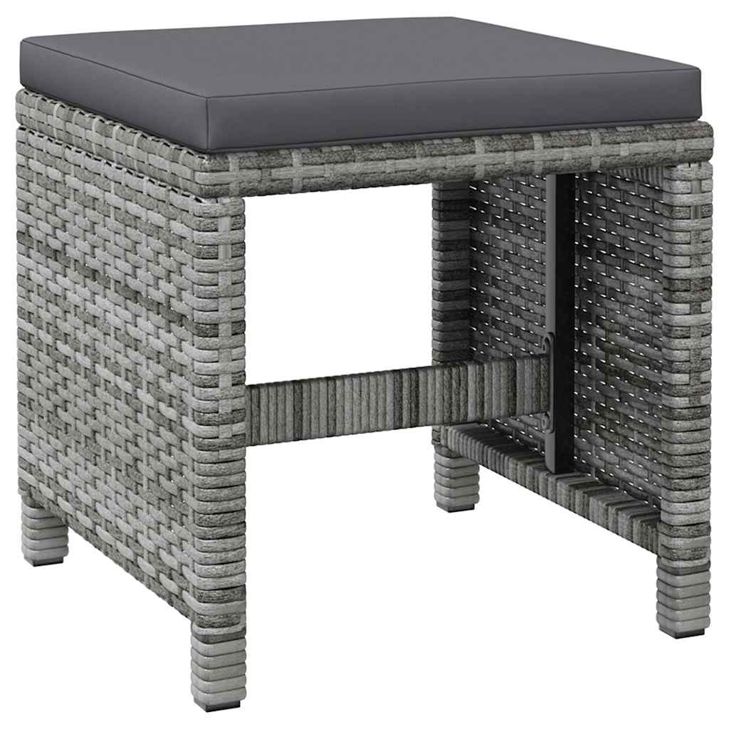 4 részes szürke kerti polyrattan szék- és zsámolyszett 8