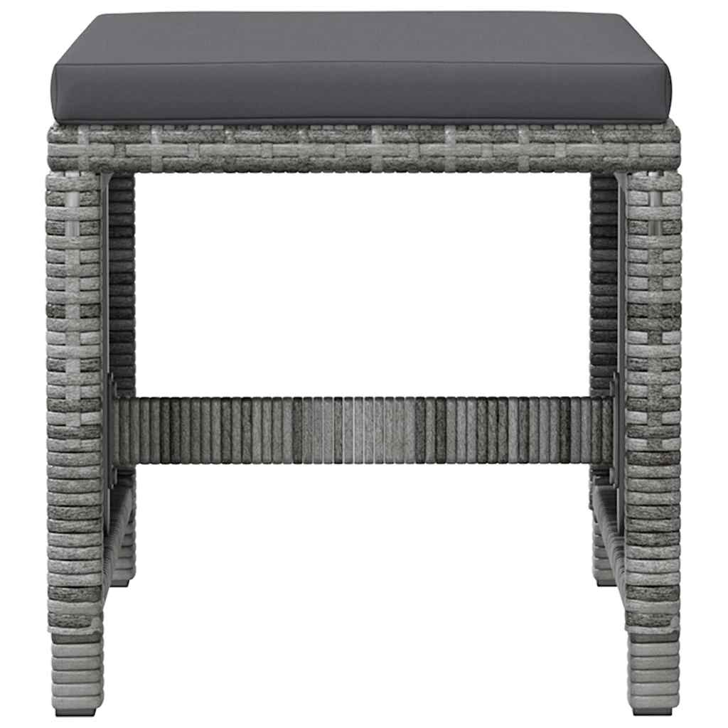 4 részes szürke kerti polyrattan szék- és zsámolyszett 9