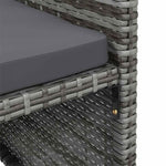 4 részes szürke kerti polyrattan szék- és zsámolyszett 10