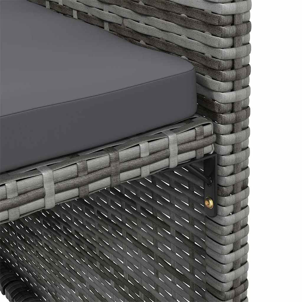 4 részes szürke kerti polyrattan szék- és zsámolyszett 10