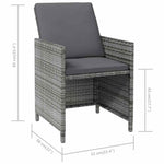 4 részes szürke kerti polyrattan szék- és zsámolyszett 11