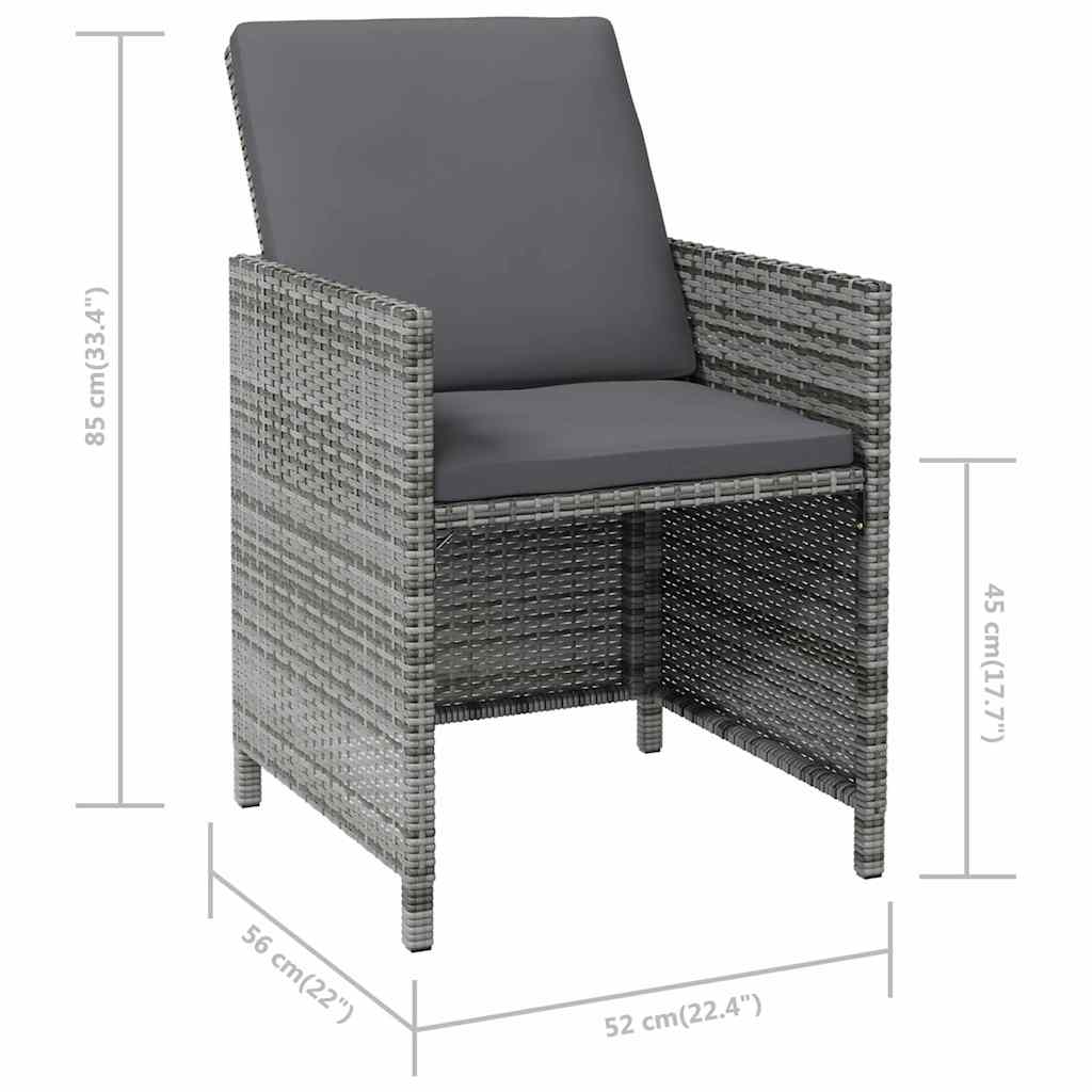 4 részes szürke kerti polyrattan szék- és zsámolyszett 11