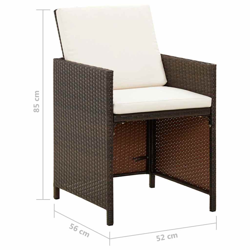 4 db barna polyrattan kerti szék párnával 8