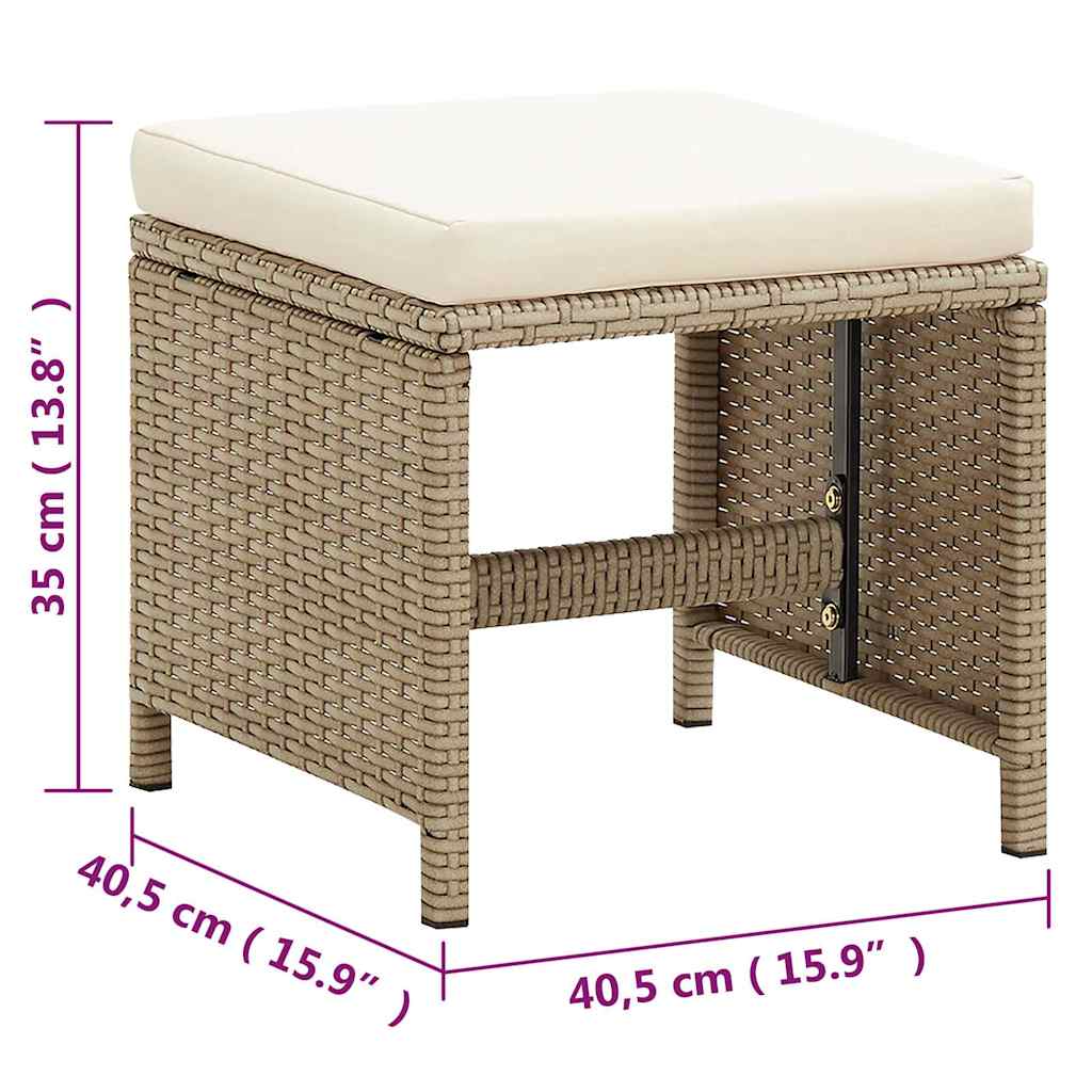 2 db bézs polyrattan kerti szék lábtartókkal 16