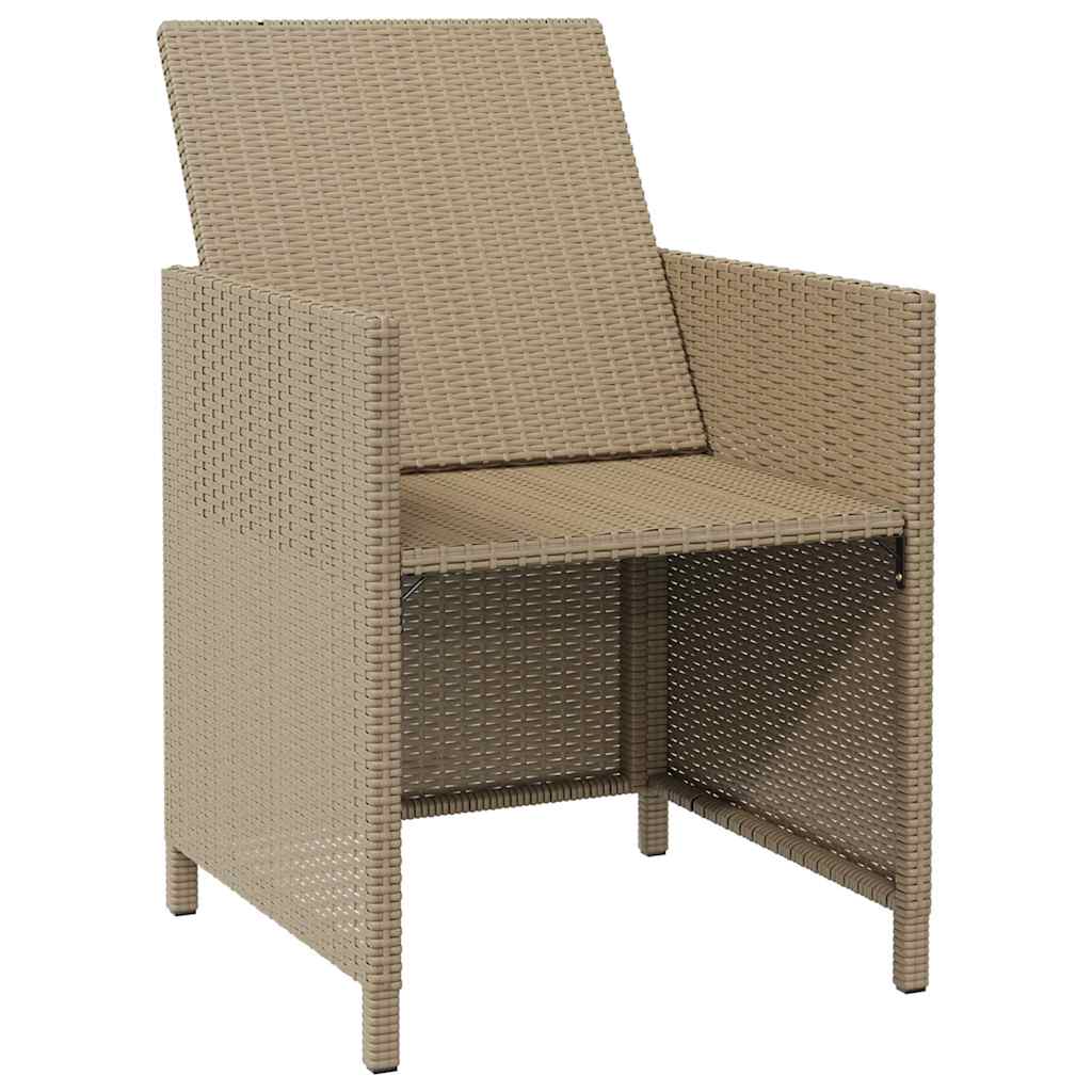 2 db bézs polyrattan kerti szék lábtartókkal 4