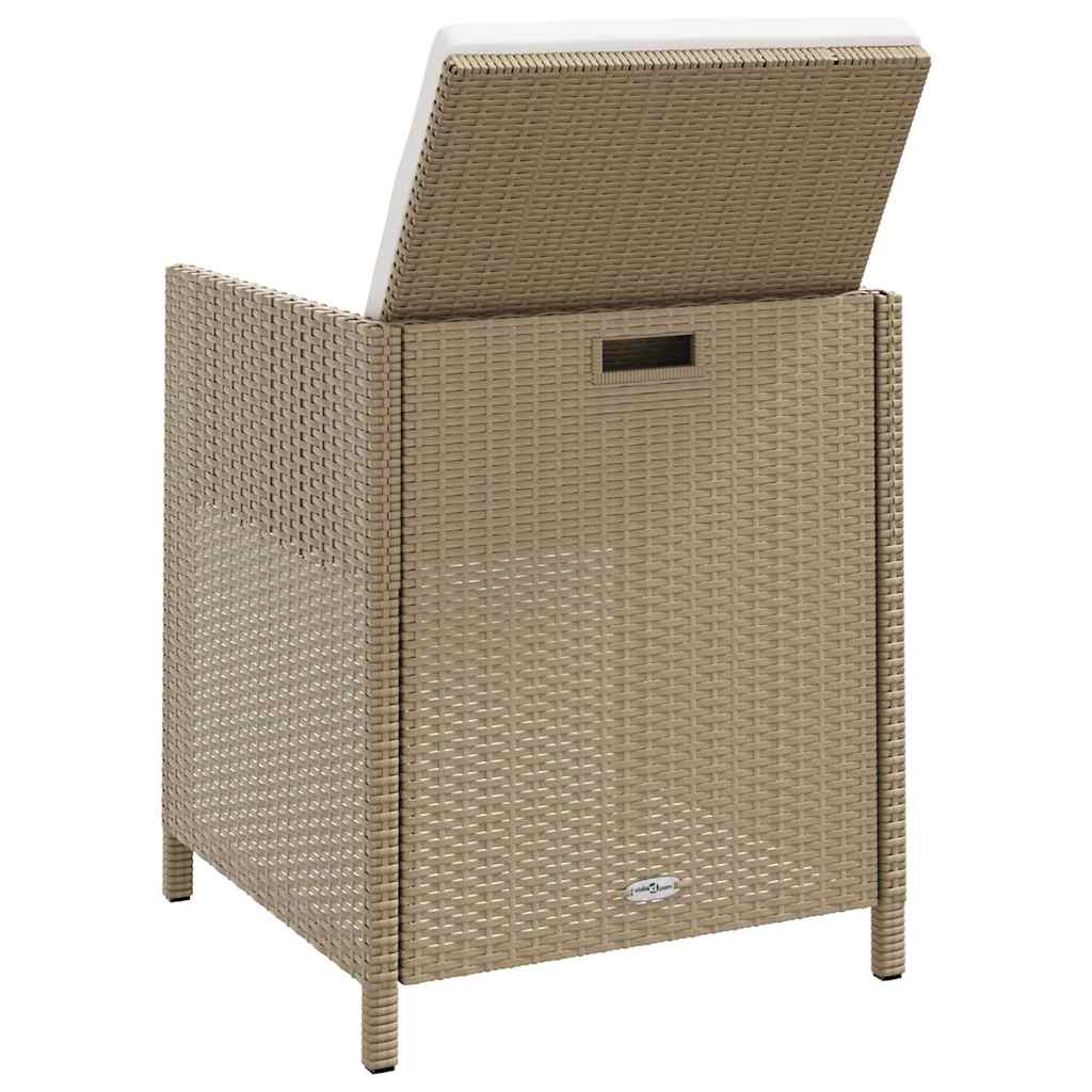 2 db bézs polyrattan kerti szék lábtartókkal 6